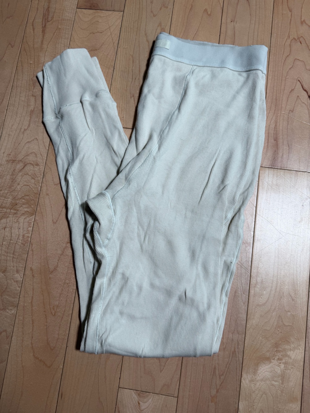 SKIMS Cream Ribbed Lounge Leggings
